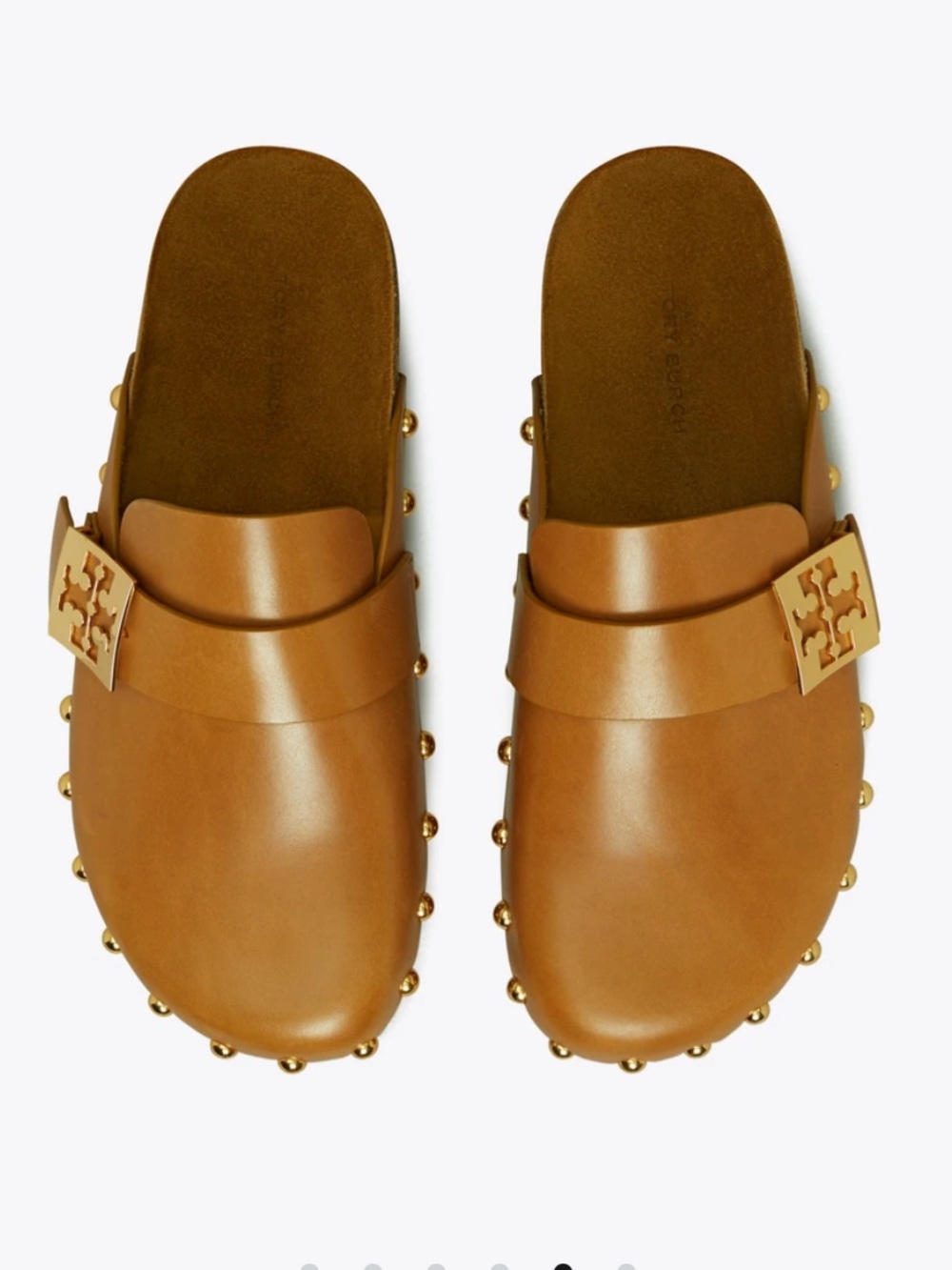 NWT Tory Burch Mellow Studded Mule in Caramel Corn/Gold Size 8.5